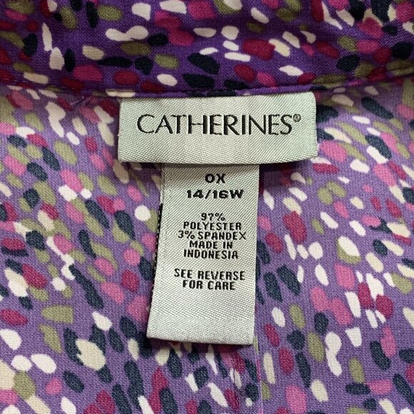 Catherines Women's Speckle V-Neck Collared Short Sleeve Top Size 14/16W Purple - Picture 6 of 7